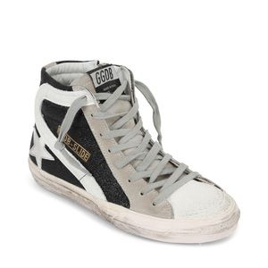 Golden Goose Women's Black & White Glitter Slide Sneaker